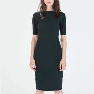 ZARA EMERALD GREEN MIDI SHIFT DRESS